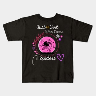 Just a Girl Who Loves Spiders, Cute Spider Design Idea Kids T-Shirt